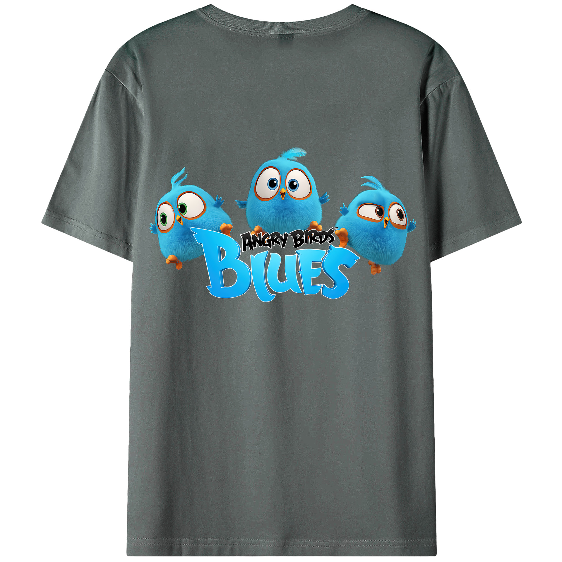 （画像用） Angry Birds アングリーバード 綿100％ メンズ半袖Tシャツ（バックプリント） 通気性